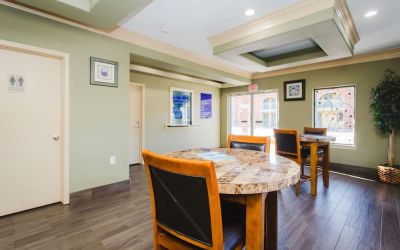Lobby seating at Express Inn Gulf Bank.
