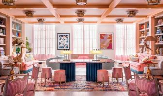 Hotel library, lounge area and workspace at The Goodtime Hotel.