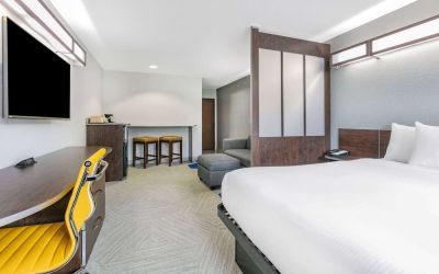 Day use room with TV and work desk at Microtel Inn And Suites By Wyndham Austin Airport.