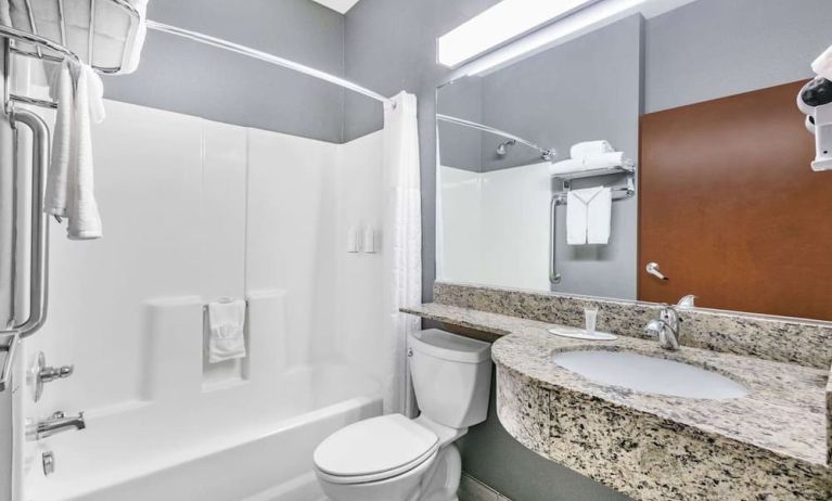 Guest bathroom at Microtel Inn And Suites By Wyndham Austin Airport.