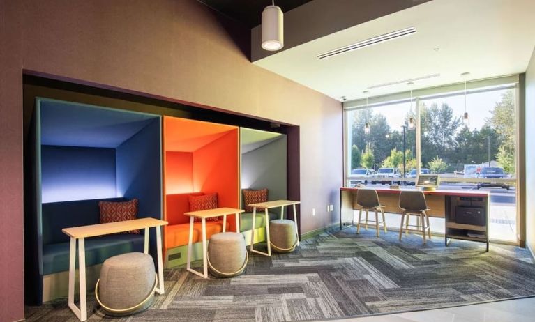 Coworking pods at Tru By Hilton Eugene.