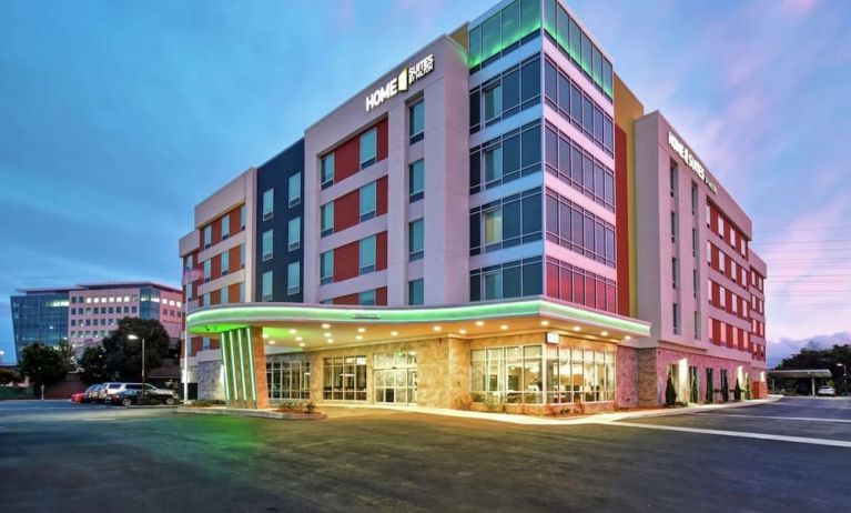 Hotel exterior at Home2 Suites By Hilton San Francisco Airport North.