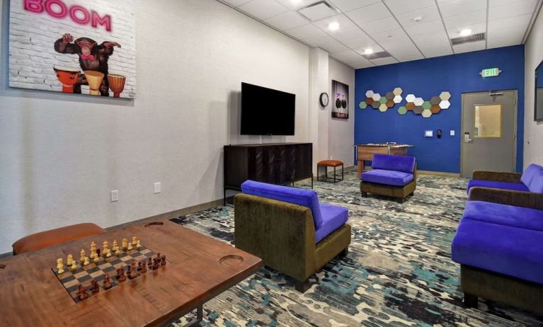 Coworking space and lounge at Home2 Suites By Hilton San Francisco Airport North.