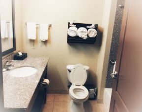 Guest bathroom at Spark By Hilton Missouri City.