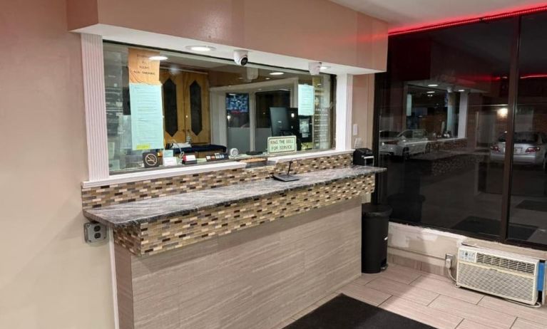 Reception desk at Beauty Rest Hotel, Edison.