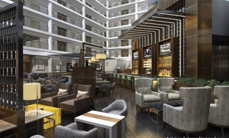 Lounge and coworking space at Embassy Suites By Hilton Washington DC Georgetown.