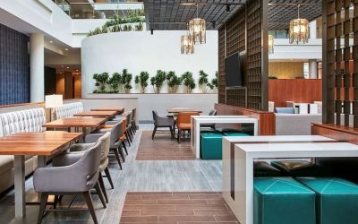 Lounge and coworking space at Embassy Suites By Hilton Washington DC Georgetown.