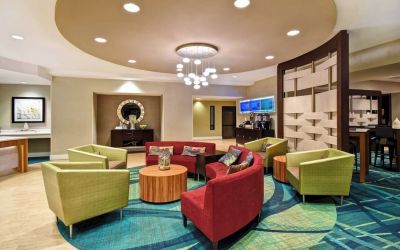 Lobby and lounge at SpringHill Suites Baltimore BWI Airport.