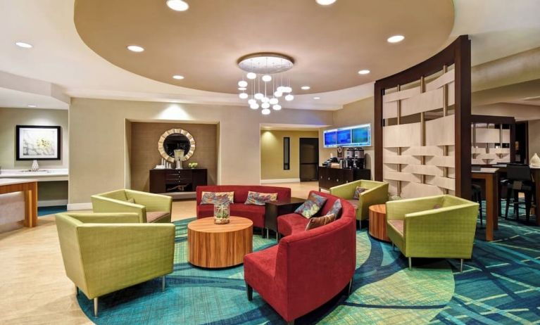 Lobby and lounge at SpringHill Suites Baltimore BWI Airport.
