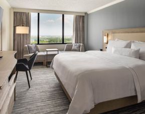 Guest room with work desk and natural light at Westin Atlanta Airport Hotel.