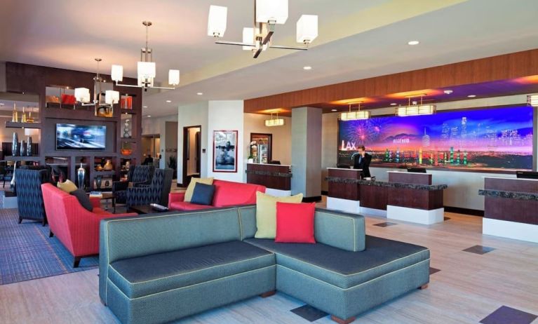 Lobby lounge perfect for co-working at Residence Inn By Marriott LAX Airport.