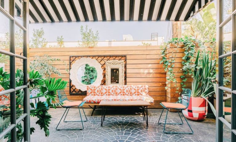 Beautiful terrace with outdoor seating, perfect for coworking at Montrose At Beverly Hills.