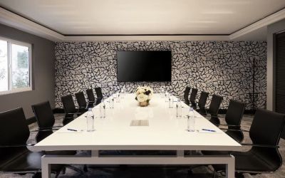 Professional meeting room with ergonomic chairs at Montrose At Beverly Hills.