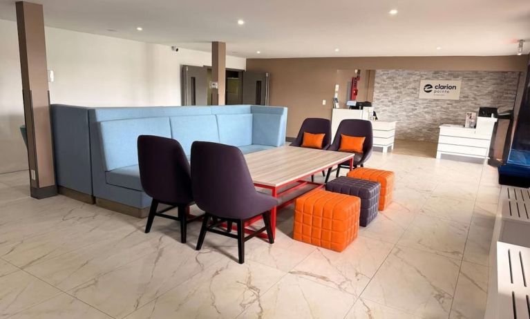Lobby seating at Clarion Pointe.