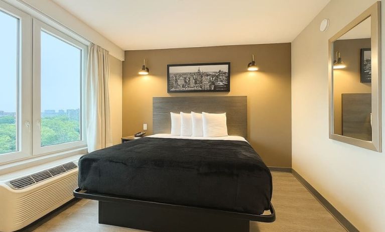Queen room at LIV Hotel Bronx.
