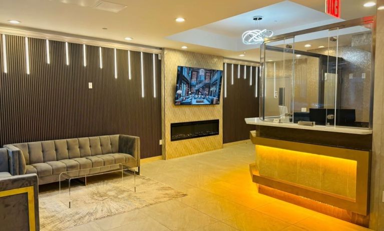 Reception and lobby at LIV Hotel Bronx.