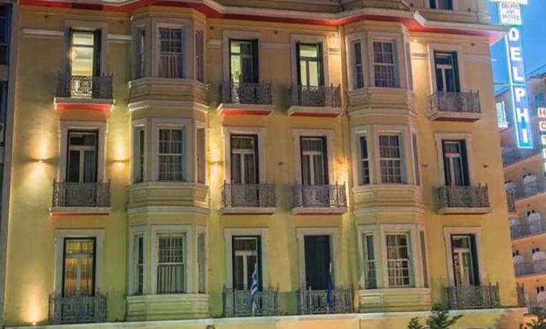 Hotel exterior at Delphi Art Hotel.