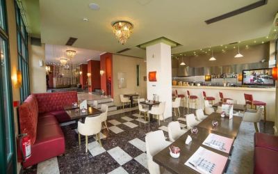 Hotel restaurant at Delphi Art Hotel.