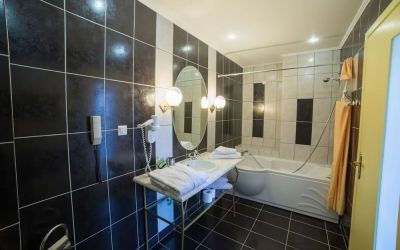 Guest bathroom at Delphi Art Hotel.