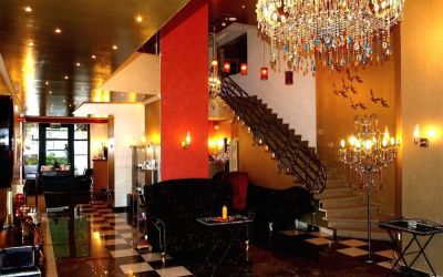 Reception hall at Delphi Art Hotel.