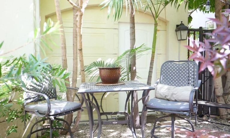Outdoor terrace at Beverly Hills Spanish.