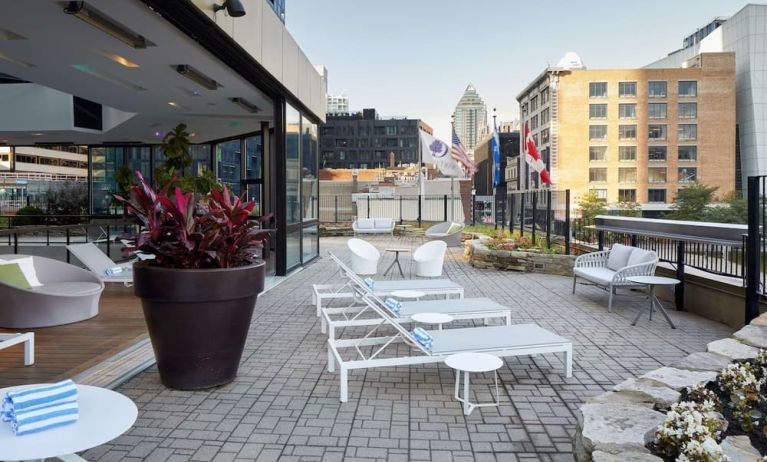 Outdoor terrace at DoubleTree By Hilton Montreal.