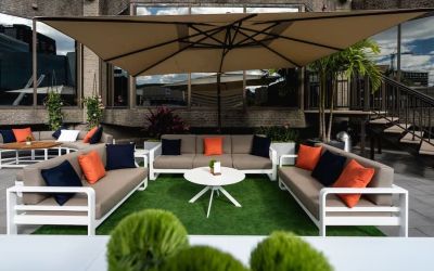 Outdoor terrace at DoubleTree By Hilton Montreal.