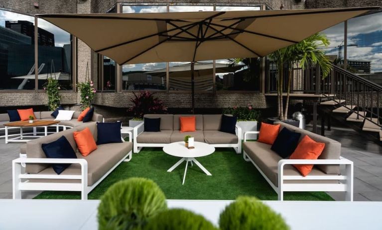 Outdoor terrace at DoubleTree By Hilton Montreal.