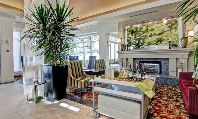 Lobby seating at Hilton Garden Inn Calgary Airport.