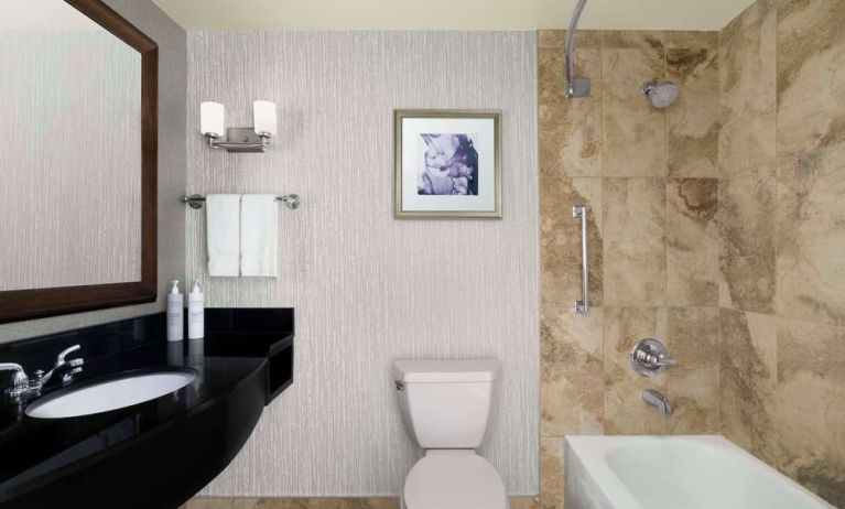 Guest bathroom at Hilton Garden Inn Calgary Airport.
