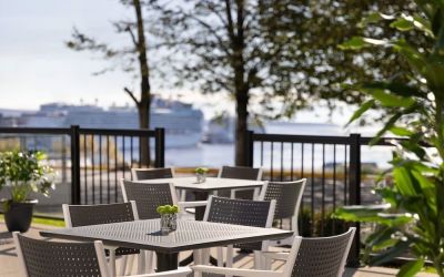 Outdoor terrace at Crowne Plaza Saint John Harbour View By IHG.