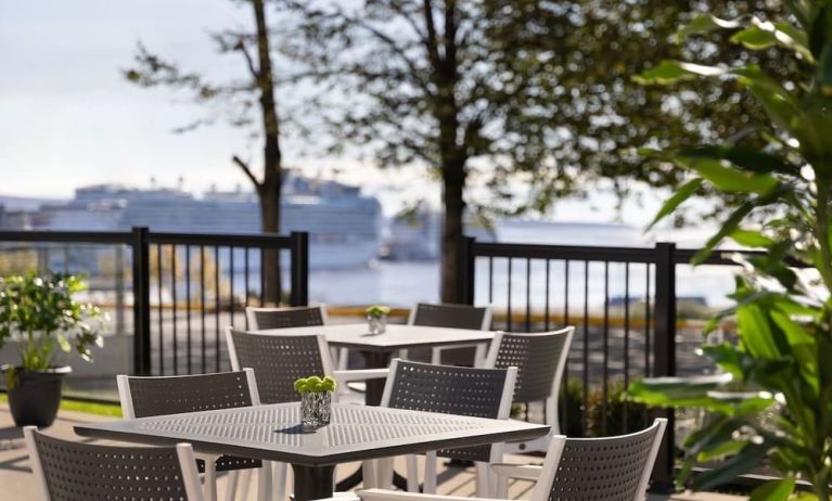 Outdoor terrace at Crowne Plaza Saint John Harbour View By IHG.