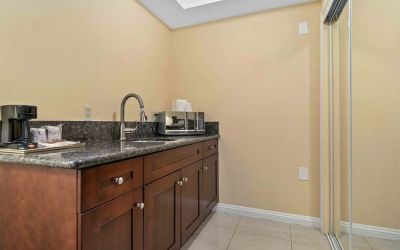Kitchen area at Lemon Tree Hotel & Suites Anaheim.