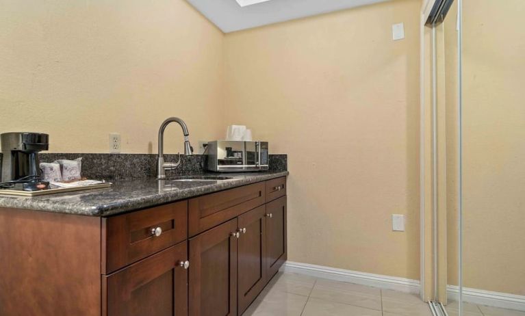 Kitchen area at Lemon Tree Hotel & Suites Anaheim.