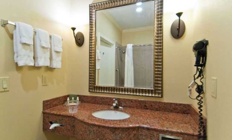 Guest bathroom at Wyndham Lake Charles.