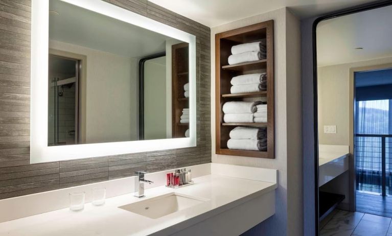 Private bathroom at Boston Marriott Newton.