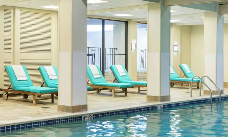 Refreshing indoor pool at Boston Marriott Newton.