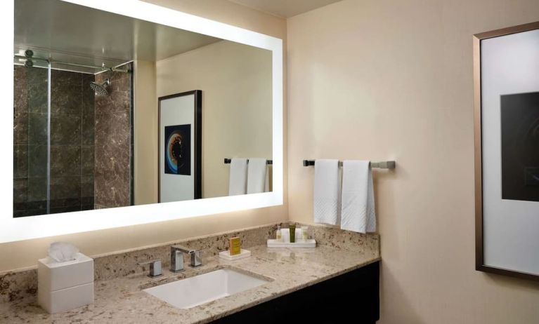 Guest bathroom at Hilton Atlanta Airport.