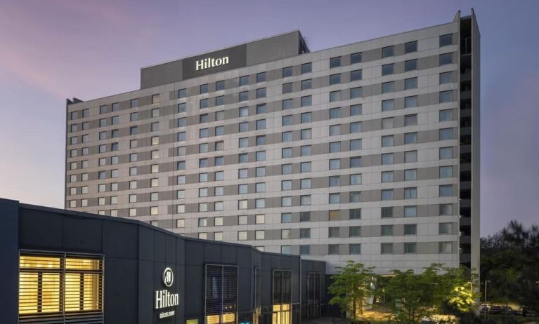 Hotel exterior at Hilton Dusseldorf.