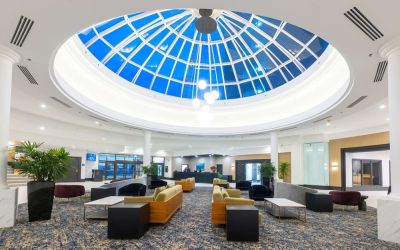Lobby seating at DoubleTree By Hilton Calgary North.