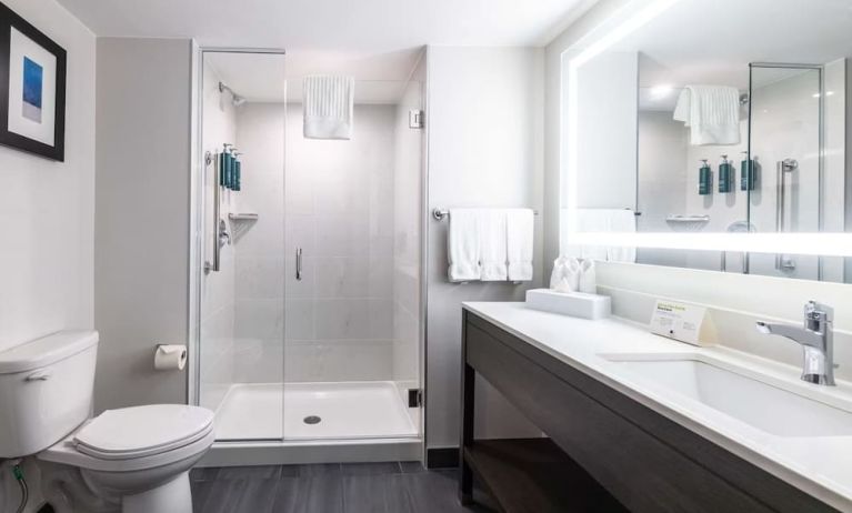 Guest bathroom at DoubleTree By Hilton Calgary North.