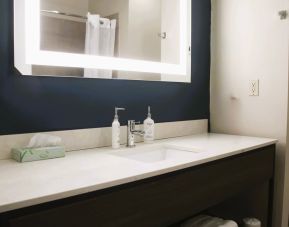 Guest bathroom at Wyndham Lake Charles.