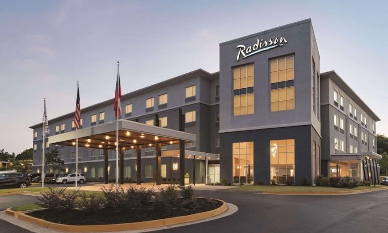 Hotel exterior at Radisson Hotel Atlanta Airport.