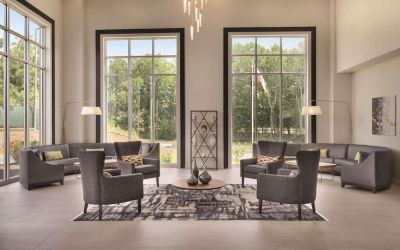 Lobby seating at Radisson Hotel Atlanta Airport.