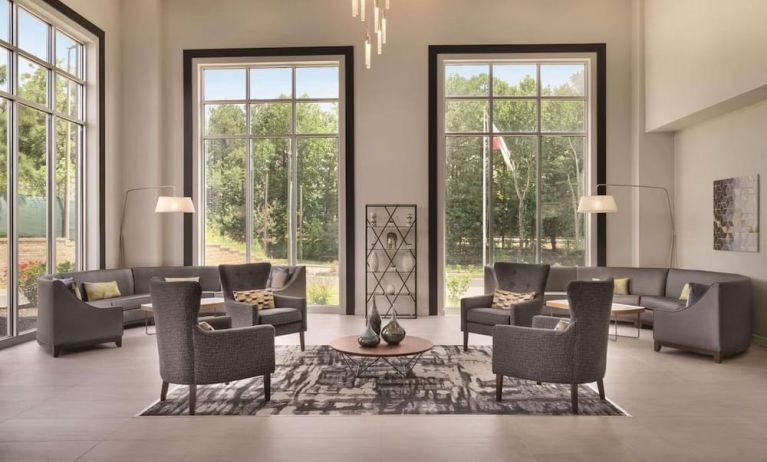 Lobby seating at Radisson Hotel Atlanta Airport.
