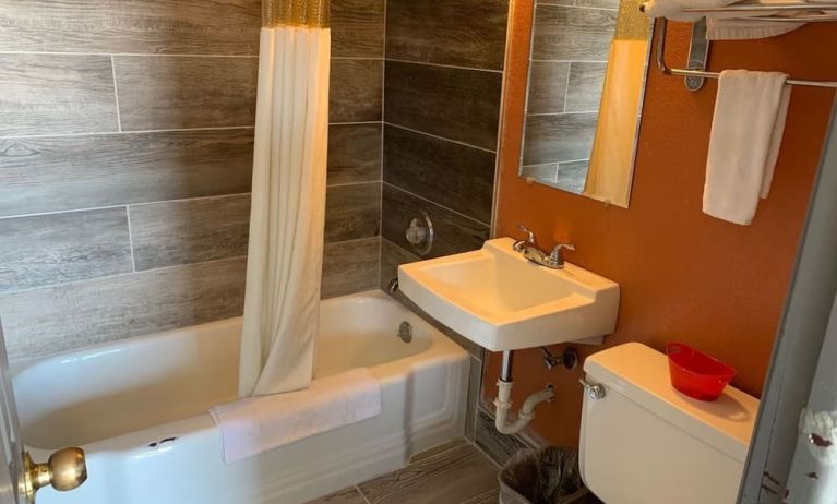 Guest bathroom at Stadium View Inn.