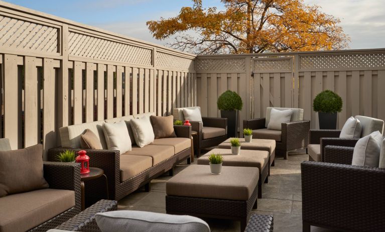Outdoor patio with lounge sitting at Courtyard By Marriott Toronto Airport.