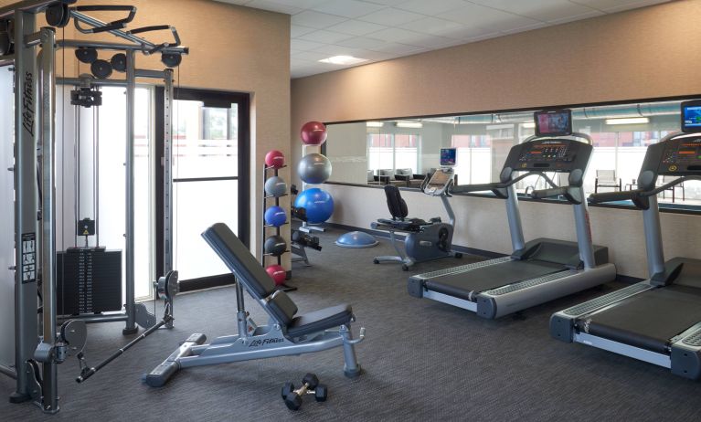 Fully equipped fitness center at Courtyard By Marriott Toronto Airport.