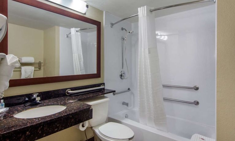 Guest bathroom with shower and tub at Comfort Inn Sandy Springs - Perimeter.