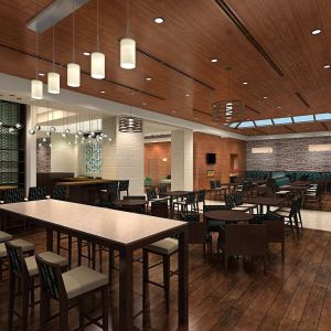 Dining area perfect for coworking at Hyatt Place West End Georgetown.